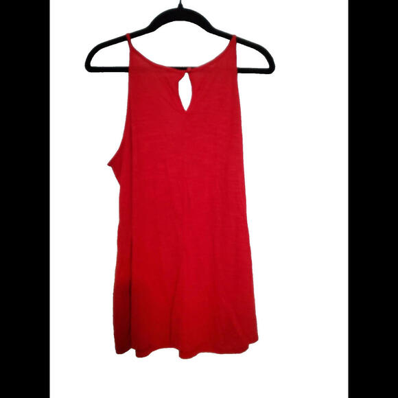 Red Tribal Print Tank Top Ladies Embroidered Tie Button Back Small - Picture 3 of 4